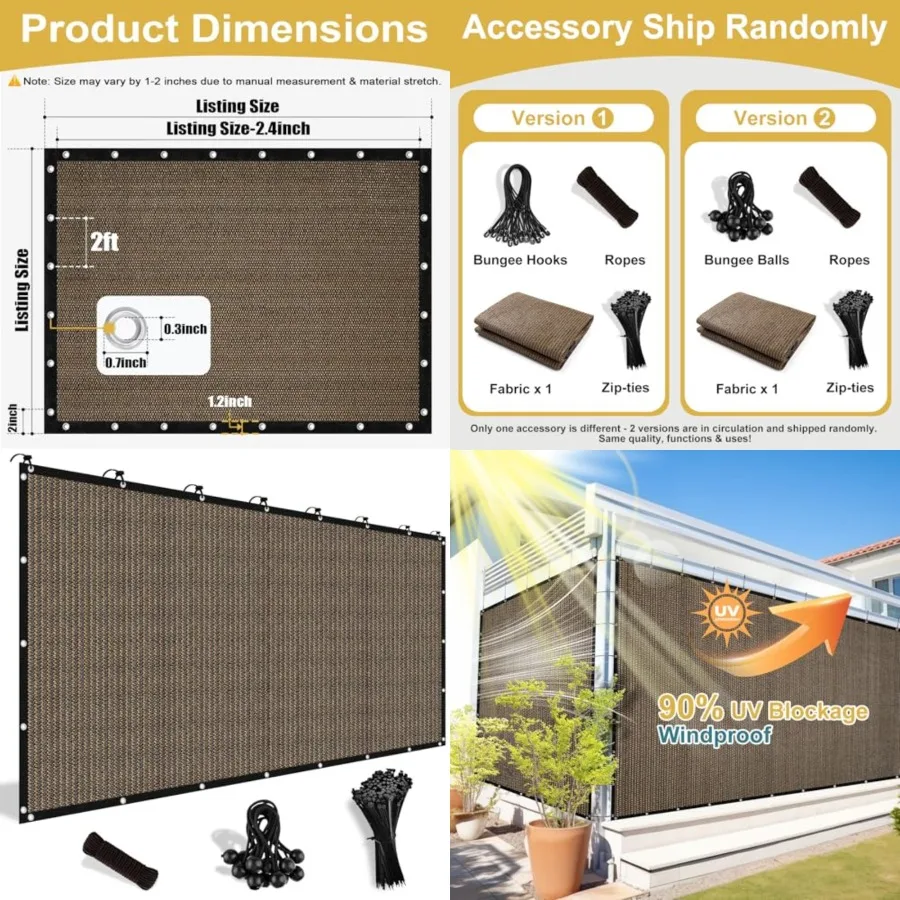 90 Sun Shade Cloth with Grommets, 12' X 16' Pergola Shade Cover Canopy, Mesh Tarp Sun Screens for Patio, Outdoor, Garden, Backy
90 Sun Shade Cloth with Grommets, 12' X 16' Pergola Shade Cover Canopy, Mesh Tarp Sun Screens for Patio, Outdoor, Garden, Backy