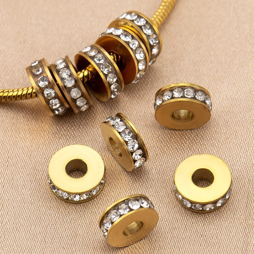 10pcs Stainless Steel Rhinestone Beads Gold Color Spacer Loose Beads Charms For Jewelry Making Accessories Bracelet Necklace DIY
10pcs Stainless Steel Rhinestone Beads Gold Color Spacer Loose Beads Charms For Jewelry Making Accessories Bracelet Necklace DIY