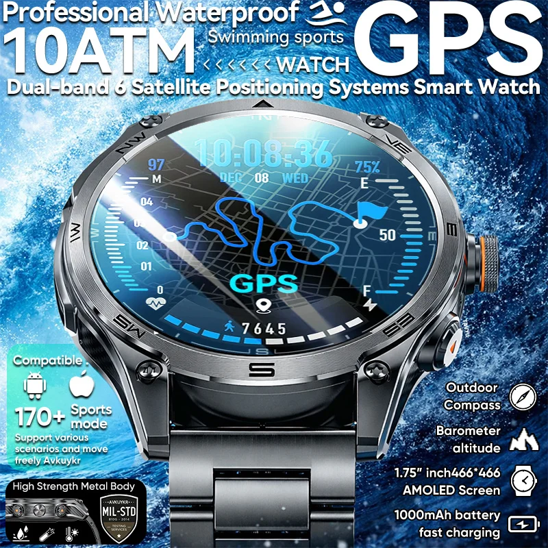 Смарт-часы 2026 с двухдиапазонным GPS, водонепроницаемость 10ATM, AMOLED-экран 1,75 дюйма, для активного отдыха, с компасом, барометром, альтиметром, 170+ видов спорта, аккумулятор 1000 мАч
Смарт-часы 2026 с двухдиапазонным GPS, водонепроницаемость 10ATM, AMOLED-экран 1,75 дюйма, для активного отдыха, с компасом, барометром, альтиметром, 170+ видов спорта, аккумулятор 1000 мАч