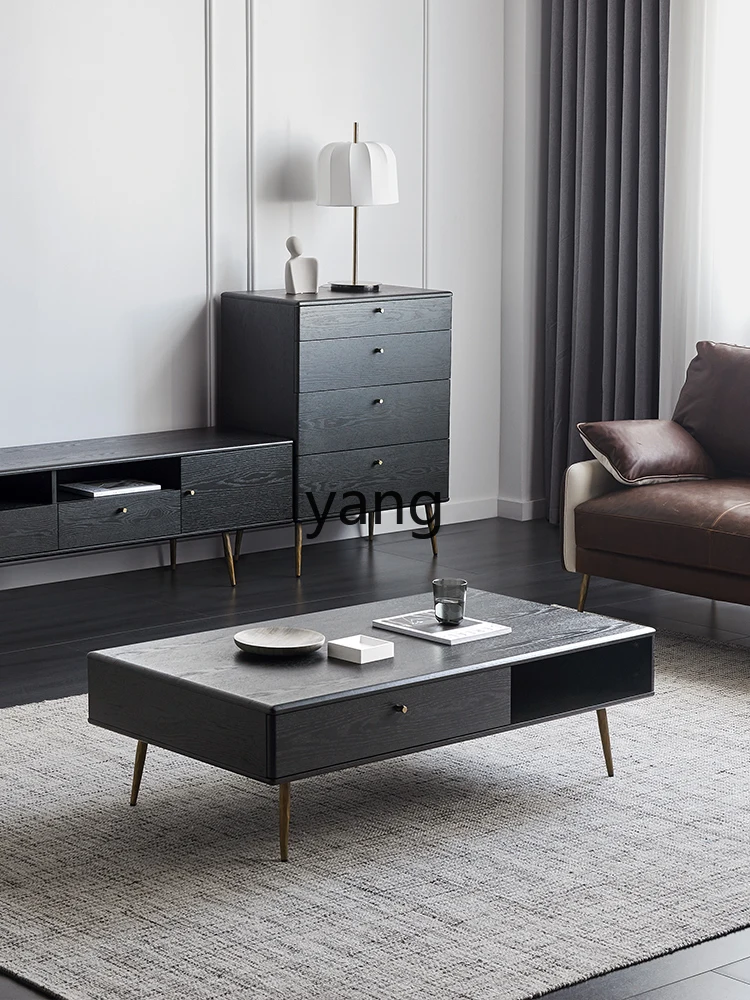 LMM Solid Wood Coffee Table and TV Cabinet Set, Light Luxury Modern Simple Retro Black
LMM Solid Wood Coffee Table and TV Cabinet Set, Light Luxury Modern Simple Retro Black