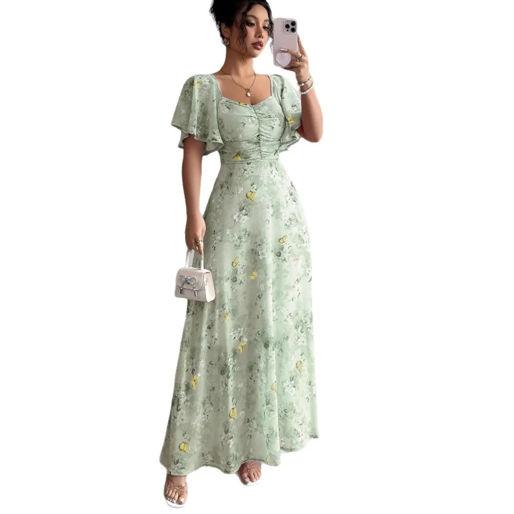 Summer Woman Dress Chiffon Flutter Sleeve Women's Summer 2026 Floral Print Maxi Dress Butterfly Print Wrap Dress Ruched Bodice
Summer Woman Dress Chiffon Flutter Sleeve Women's Summer 2026 Floral Print Maxi Dress Butterfly Print Wrap Dress Ruched Bodice