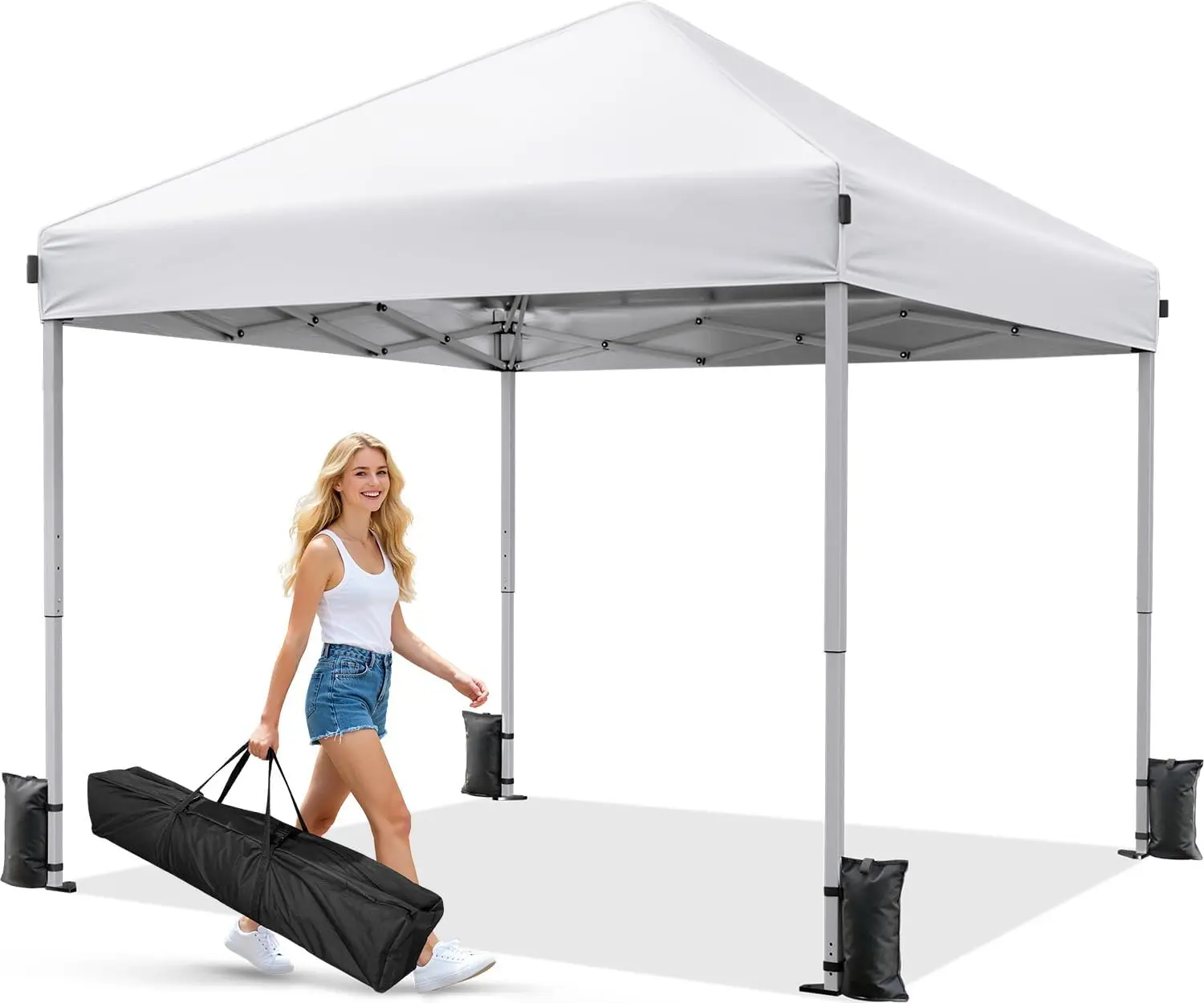 10x10 Pop Up Canopy Tent, Instant Setup Portable Canopy with Carry Bag, 4 Sandbags and 8 Stakes for Outdoor Events, Pa
10x10 Pop Up Canopy Tent, Instant Setup Portable Canopy with Carry Bag, 4 Sandbags and 8 Stakes for Outdoor Events, Pa