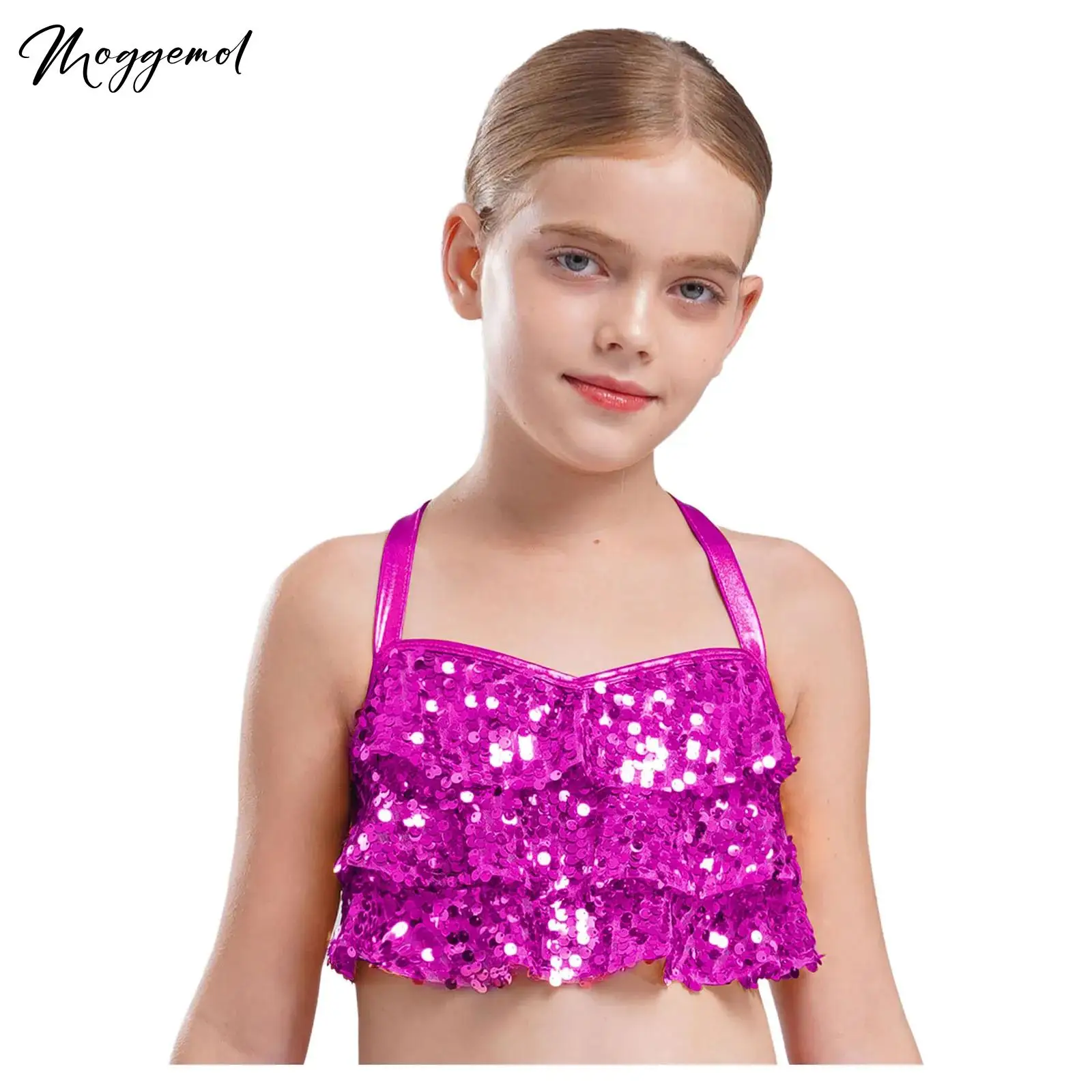 Укороченный топ с блестками и многоуровневыми оборками для девочек, металлический камзол с перекрестной спинкой, костюм для джазового танца, черлидинга, сценический костюм
Укороченный топ с блестками и многоуровневыми оборками для девочек, металлический камзол с перекрестной спинкой, костюм для джазового танца, черлидинга, сценический костюм