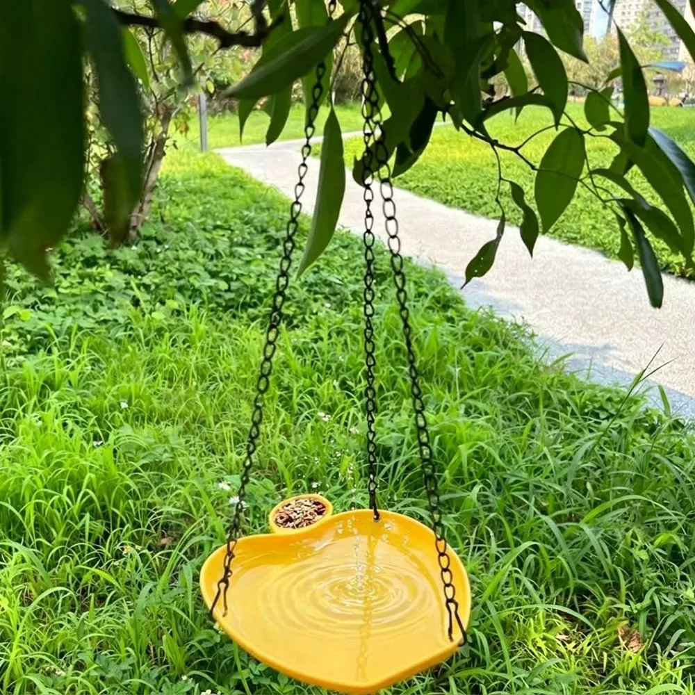 Plastic Hanging Bird Feeder with Hook Adjustable Chain Bird Drinking Tray Open Bowl-shaped Large Capacity Bird Bath Bowl
Plastic Hanging Bird Feeder with Hook Adjustable Chain Bird Drinking Tray Open Bowl-shaped Large Capacity Bird Bath Bowl