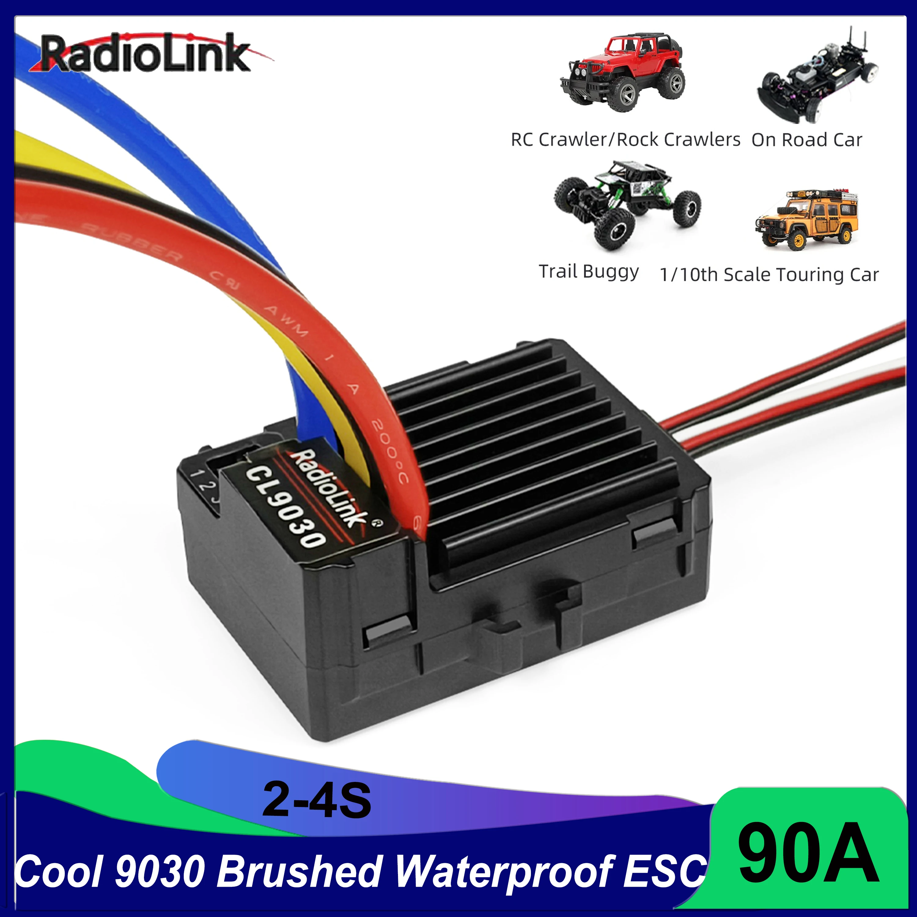 Radiolink Cool 9030 90A Waterproof Brushed ESC 2-4S Built-in BEC 5A Selectable 5.5V/7.5V for 1/10 RC Crawlers Off-road Car Truck
Radiolink Cool 9030 90A Waterproof Brushed ESC 2-4S Built-in BEC 5A Selectable 5.5V/7.5V for 1/10 RC Crawlers Off-road Car Truck