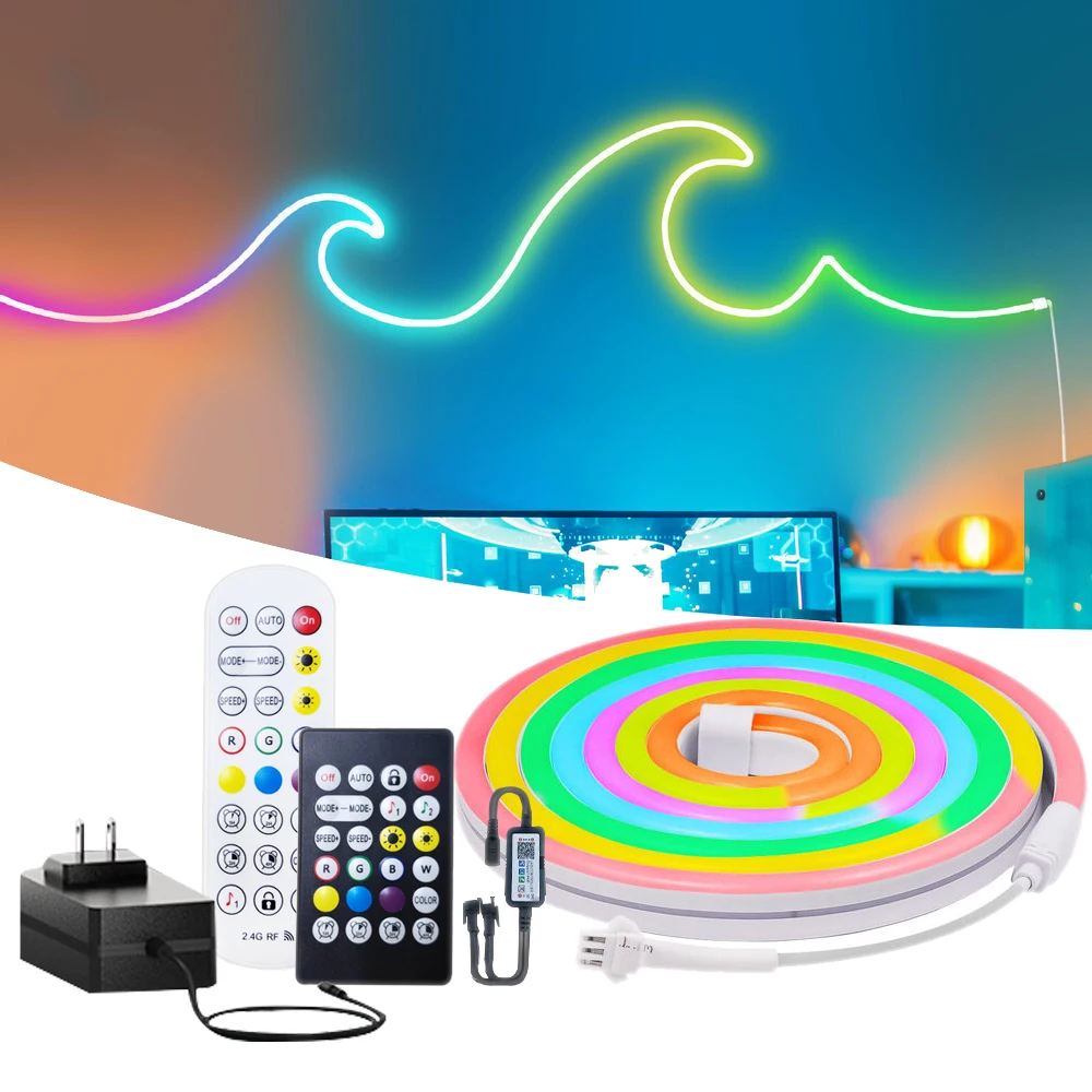 10M 24V RGBIC Neon LED Strip Lights IP65 Waterproof Outdoor/Indoor Use App & Remote Control Color Sync Flexible Rope Light Deco
10M 24V RGBIC Neon LED Strip Lights IP65 Waterproof Outdoor/Indoor Use App & Remote Control Color Sync Flexible Rope Light Deco