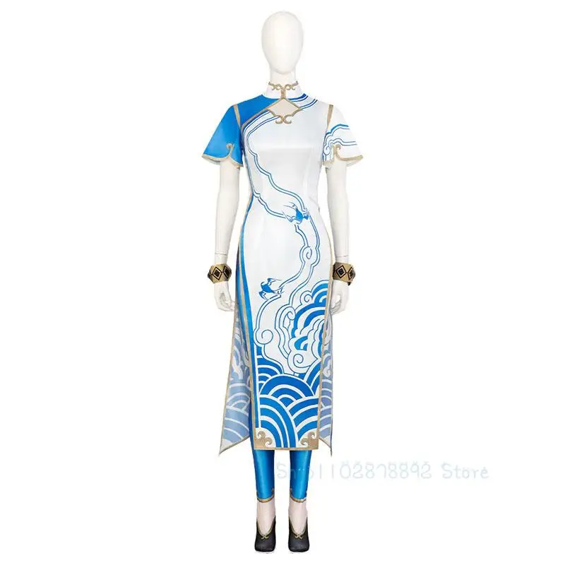 Game SF Chun Li Customized Dress Qipao RolePlay Blue Skirt ChunLi Outfit Women Sexy Jumsuits Halloween Party Disguise Suit
Game SF Chun Li Customized Dress Qipao RolePlay Blue Skirt ChunLi Outfit Women Sexy Jumsuits Halloween Party Disguise Suit