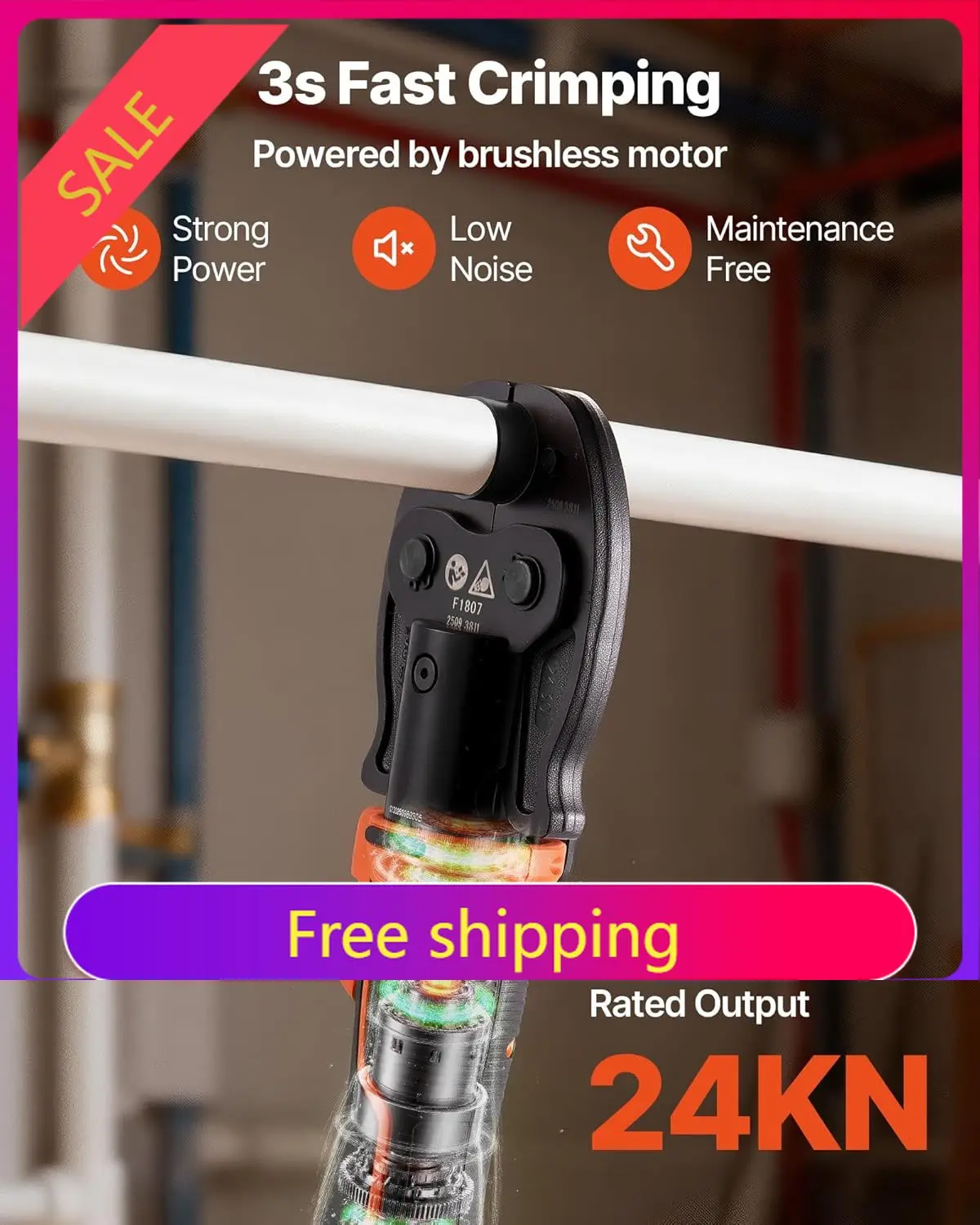 Cordless Mini Press Tool, 18V Electric Pipe Crimping Tool for 1/2", 3/4", 1" PEX Pipe Copper Rings, 24KN PEX Press Tool with 2pc
Cordless Mini Press Tool, 18V Electric Pipe Crimping Tool for 1/2", 3/4", 1" PEX Pipe Copper Rings, 24KN PEX Press Tool with 2pc
