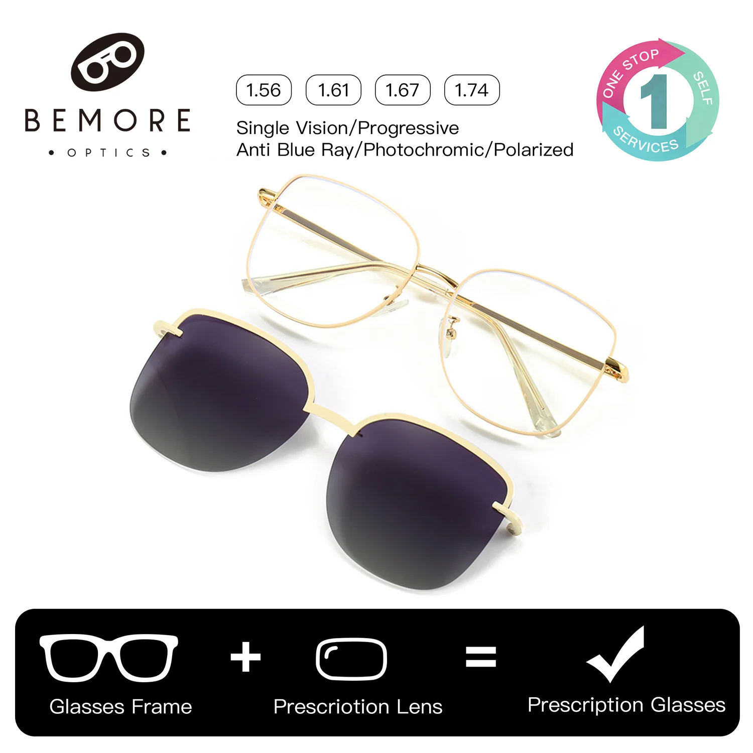 BEMORE Woman Clip on Polarized Prescription Sunglasses Butterfly Metal Alloy Myopia Glasses Blue Light Filter Optical Eyewear
BEMORE Woman Clip on Polarized Prescription Sunglasses Butterfly Metal Alloy Myopia Glasses Blue Light Filter Optical Eyewear