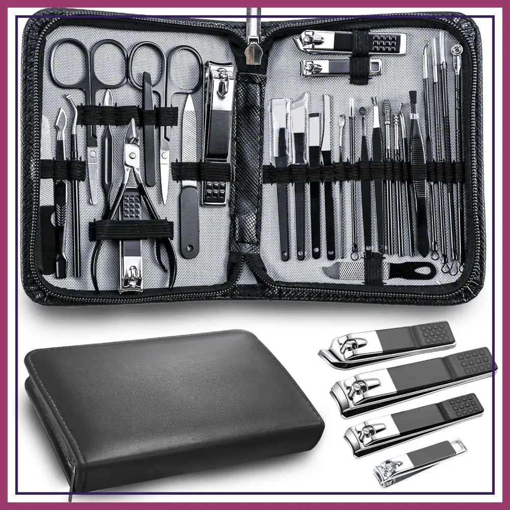 30pcs Professional Manicure Pedicure Kit, Complete Nail Care Set for Men, Travel Deluxe Beauty Tools
30pcs Professional Manicure Pedicure Kit, Complete Nail Care Set for Men, Travel Deluxe Beauty Tools