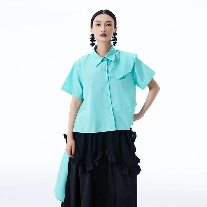 Summer women's shirt, niche style irregular splicing women's top, loose shirt 2025 new
Summer women's shirt, niche style irregular splicing women's top, loose shirt 2025 new