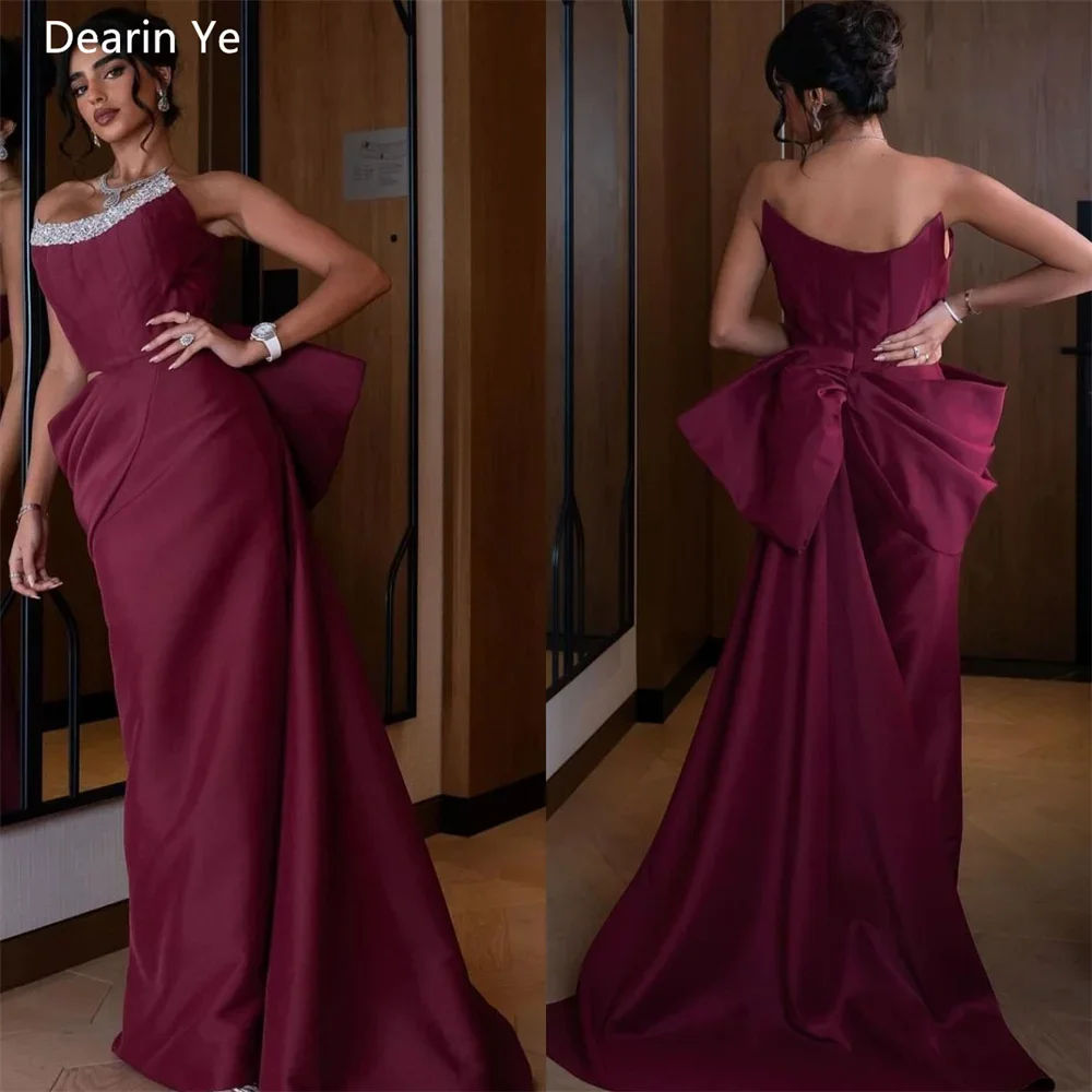 Customized Evening Dress Dearin Strapless Sheath Floor Length Bows Skirts Sleeveless Draped Beading Bespoke Occasion Dresses Sau
Customized Evening Dress Dearin Strapless Sheath Floor Length Bows Skirts Sleeveless Draped Beading Bespoke Occasion Dresses Sau