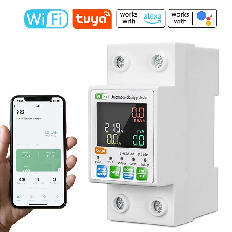 Умная автоматическая защита Tuya WIFI, многофункциональный измеритель мощности, автоматический выключатель, управление через приложение для мобильного телефона
Умная автоматическая защита Tuya WIFI, многофункциональный измеритель мощности, автоматический выключатель, управление через приложение для мобильного телефона