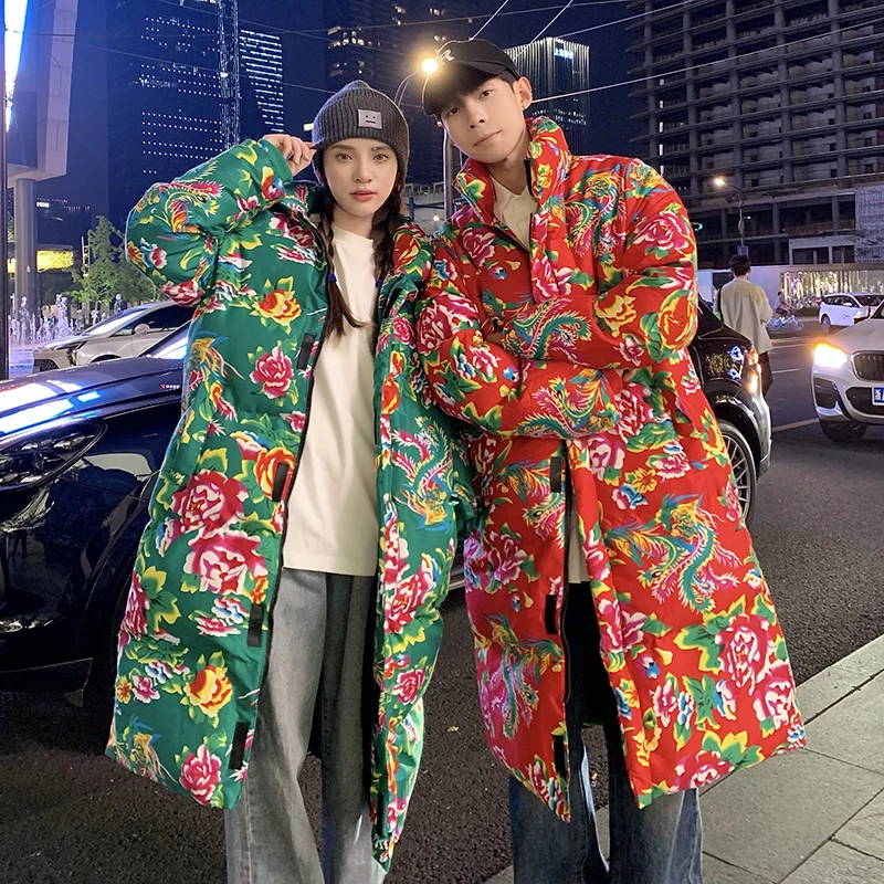 Couple's Thiened Mid-Length Floral Cotton Jaet Men's Winter Coat Warm Casual Sle Chinese Trend Large Size Cotton Clothes
Couple's Thiened Mid-Length Floral Cotton Jaet Men's Winter Coat Warm Casual Sle Chinese Trend Large Size Cotton Clothes