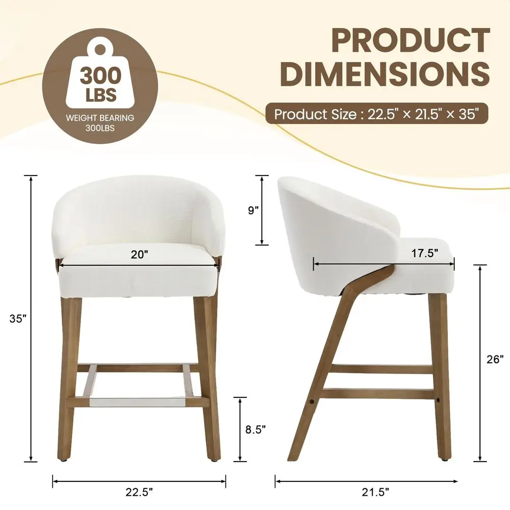 Modern Bar Stools Set of 4, 26 Counter Height Bar Stool with Footrest, Rubberwood Barstools with Linen holstered Seat Armless
Modern Bar Stools Set of 4, 26 Counter Height Bar Stool with Footrest, Rubberwood Barstools with Linen holstered Seat Armless