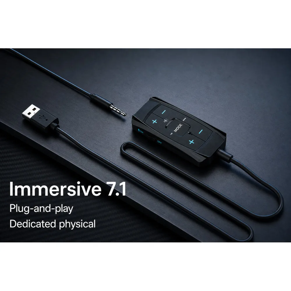 External USB Sound Card 7.1 Channel 3D Audio Adapter 3.5mm Gaming Headsets Earphones Replacement for PC Desktop Notebook