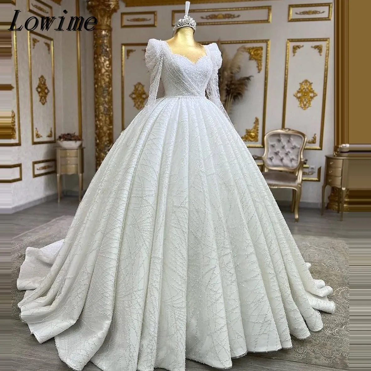 Customized Beaded Lace Wedding Dresses A-line Muslim Long Sleeves Bridal Gowns 2025 Gown Bride
Customized Beaded Lace Wedding Dresses A-line Muslim Long Sleeves Bridal Gowns 2025 Gown Bride