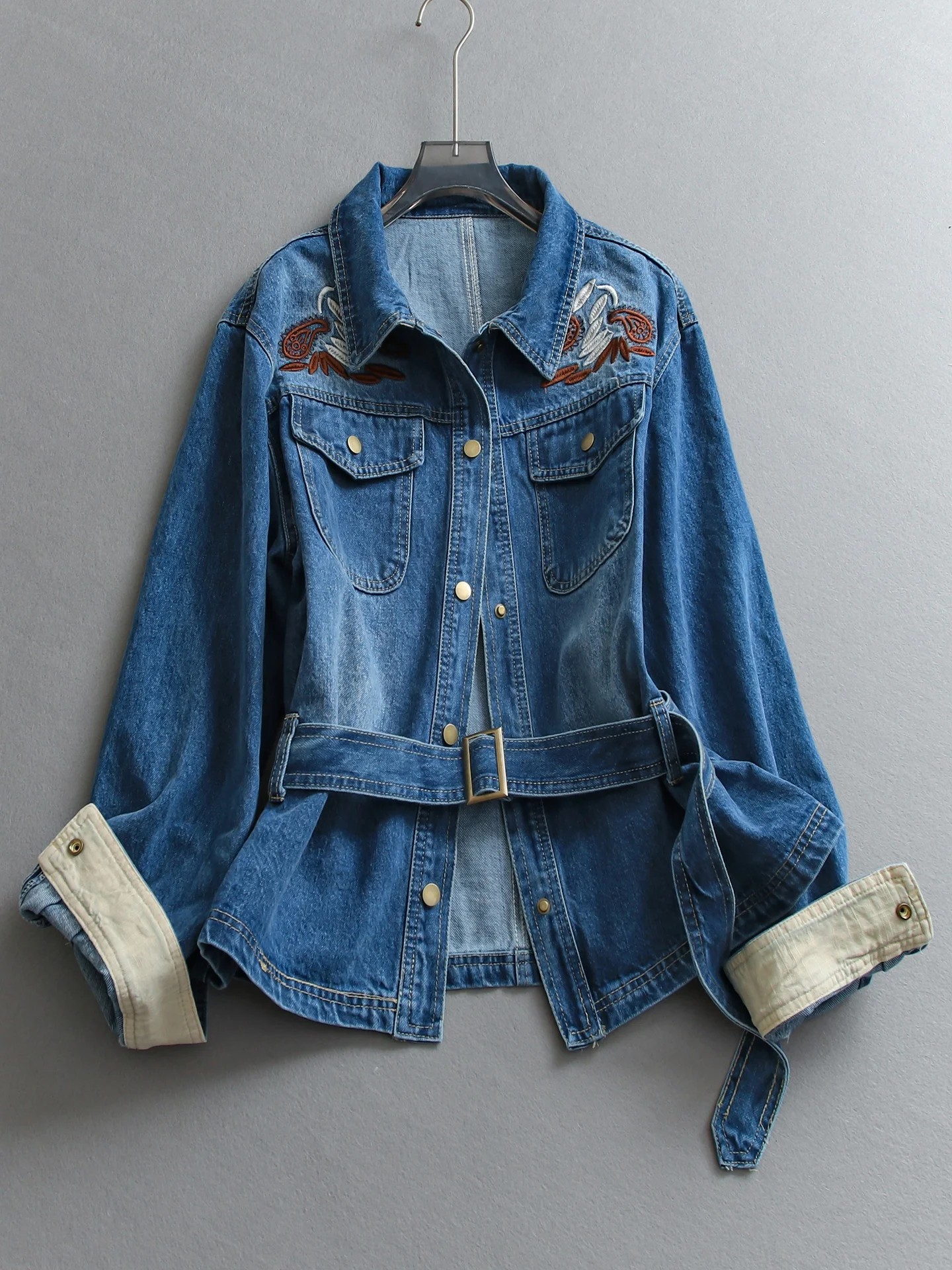 Slimming Embroidered Jacket Heavy Work Loose Fit Waist Cinched Long Sleeve Women's Denim Jacket Casual Style Spring New W917
Slimming Embroidered Jacket Heavy Work Loose Fit Waist Cinched Long Sleeve Women's Denim Jacket Casual Style Spring New W917