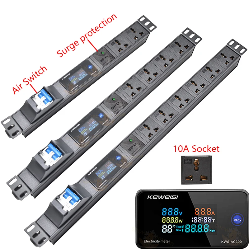 Network cabinet pdu power strip surge protector Digital voltage measuring instrument 4000/8000W 2-6 universal socket outlets
Network cabinet pdu power strip surge protector Digital voltage measuring instrument 4000/8000W 2-6 universal socket outlets