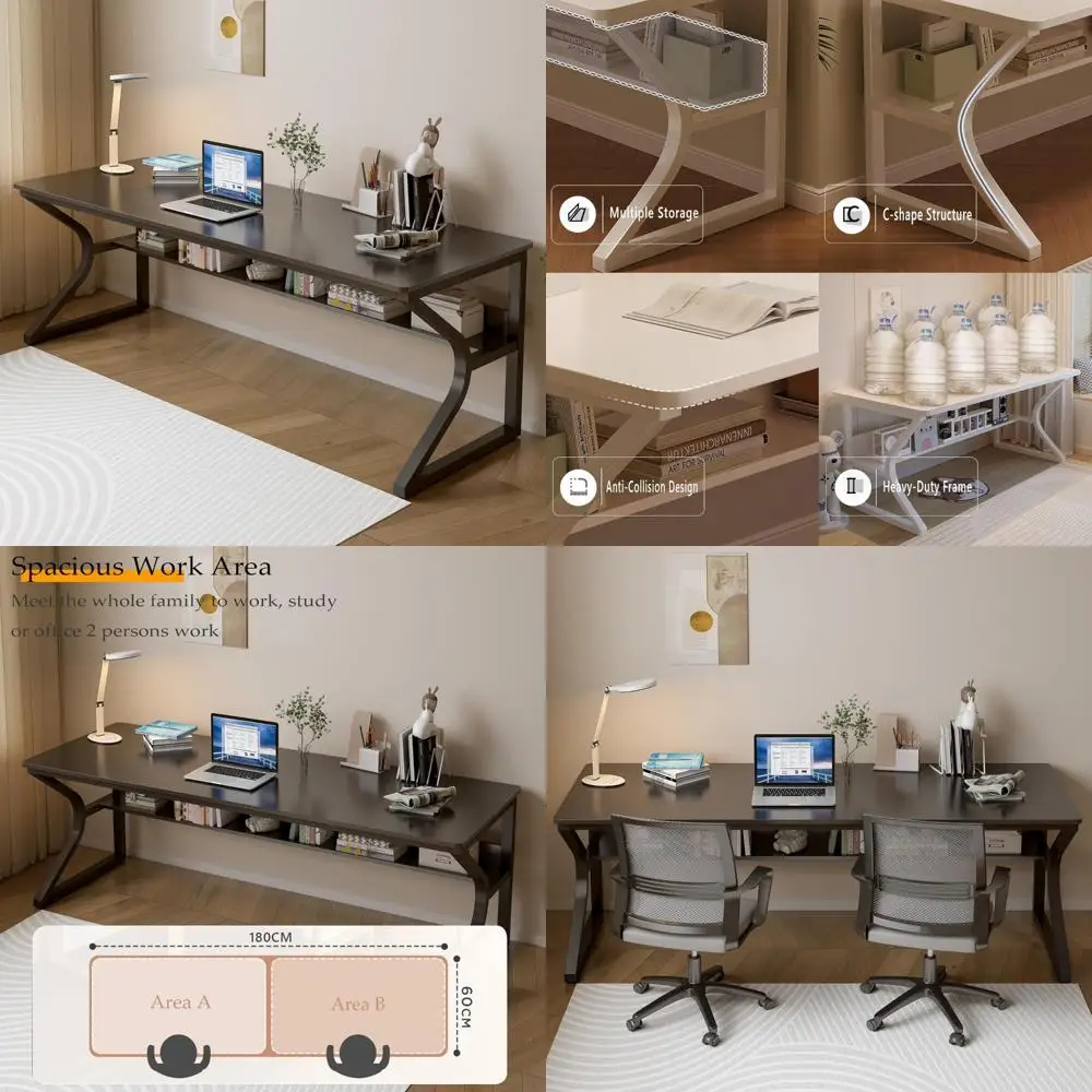71 Dual Surface Desk with Bookshelf - Spacious 2-Person Workstation Desk for Home Office & Study
71 Dual Surface Desk with Bookshelf - Spacious 2-Person Workstation Desk for Home Office & Study