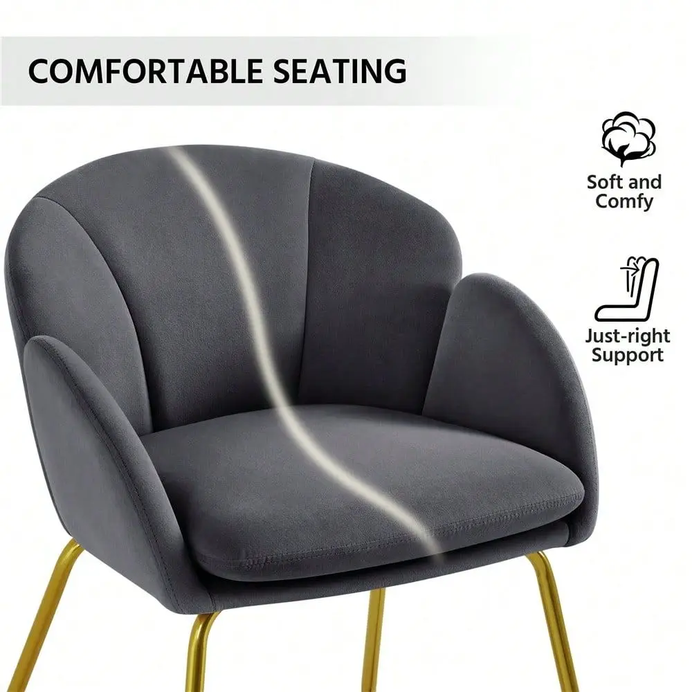 1PC Modern Velvet Vanity Accent Armchair Gold Metal Legs Flower Shape Seat Flared Backrest, SpaceSaving FloorProtect Chair For
1PC Modern Velvet Vanity Accent Armchair Gold Metal Legs Flower Shape Seat Flared Backrest, SpaceSaving FloorProtect Chair For