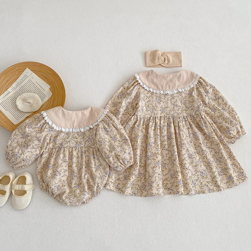 2023 Spring Baby Girls Sister Clothes Toddler Baby Rompers Princess Children Girls Long Sleeves Floral Printed Dresses Clothes
2023 Spring Baby Girls Sister Clothes Toddler Baby Rompers Princess Children Girls Long Sleeves Floral Printed Dresses Clothes