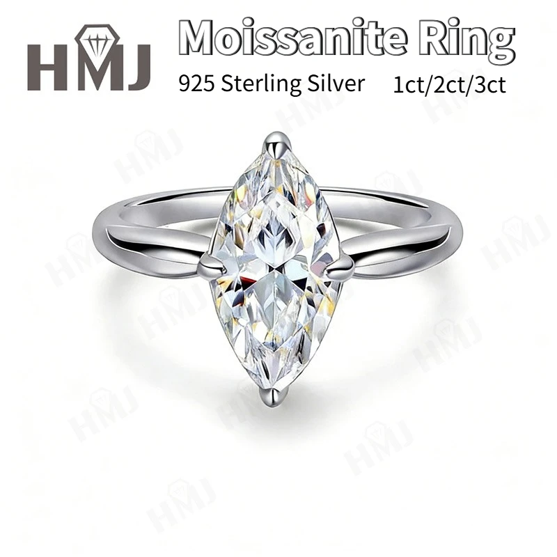 D Color VVS1 Marquise Cut Moissanite Ring 925 Sterling Silver 1ct/2ct/3ct Luxury Wedding Anniversary Promise Gift for Her
D Color VVS1 Marquise Cut Moissanite Ring 925 Sterling Silver 1ct/2ct/3ct Luxury Wedding Anniversary Promise Gift for Her