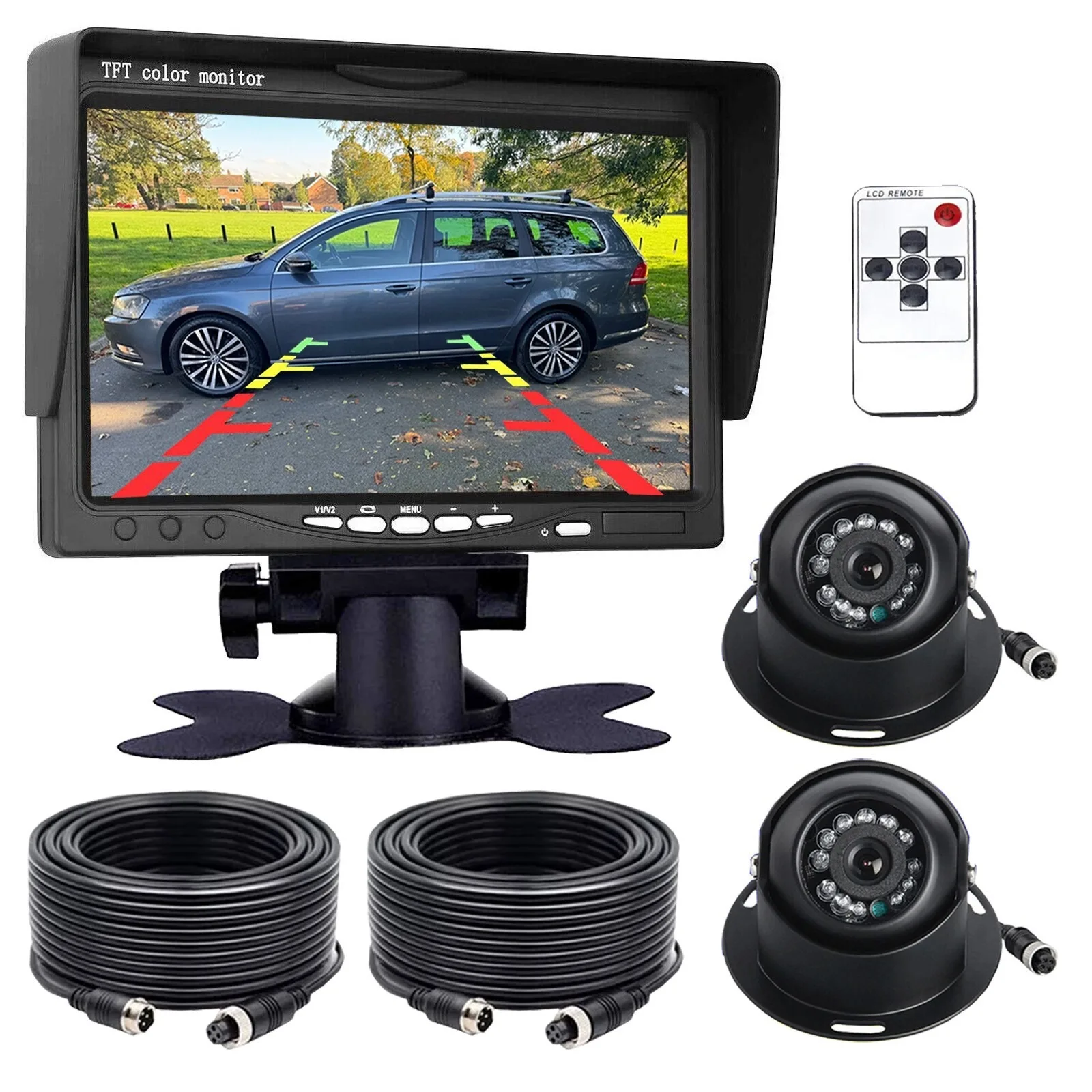 Lastbus HD 7" TFT - LCD Rear View Mirror Monitor With 2X Reversing Backup Camera Eyeball Dome for Truck Caravan Bus 12V/24V
Lastbus HD 7" TFT - LCD Rear View Mirror Monitor With 2X Reversing Backup Camera Eyeball Dome for Truck Caravan Bus 12V/24V