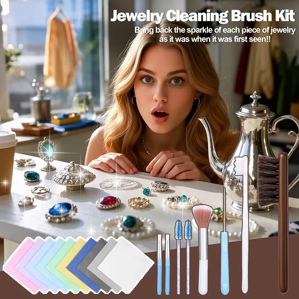 NEW Gentle Cleaning Jewelry Cleaning Kit Soft Bristles Non-Scratch Cleaning Polishing Cloth Jewelry Cleaner Earring Cleaning
NEW Gentle Cleaning Jewelry Cleaning Kit Soft Bristles Non-Scratch Cleaning Polishing Cloth Jewelry Cleaner Earring Cleaning
