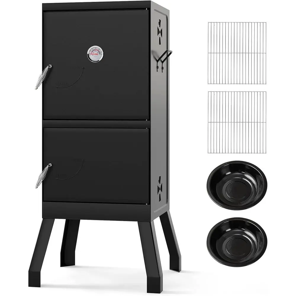 40 Veal BBQ Smoker with Thermometer, Adjustable Dampers, Removable Pan & Grates for Outdoor Cooking
40 Veal BBQ Smoker with Thermometer, Adjustable Dampers, Removable Pan & Grates for Outdoor Cooking