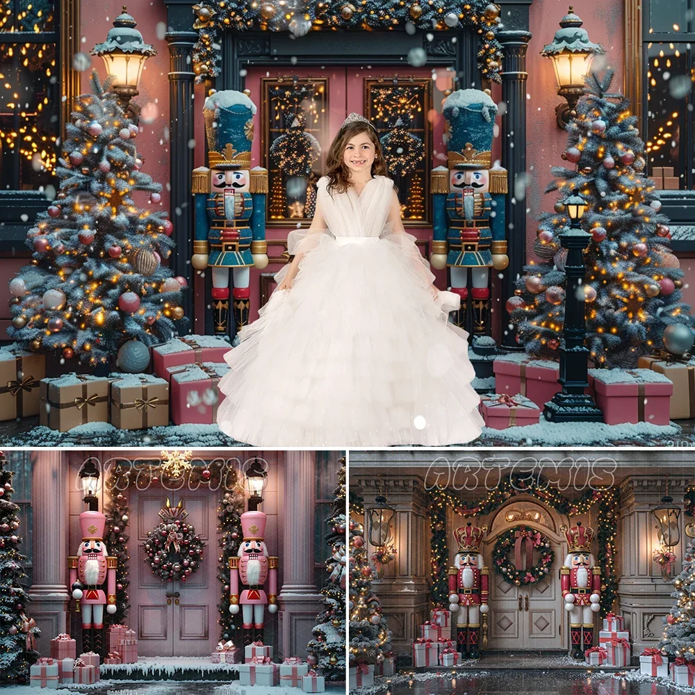 Winter Christmas Backdrop Entrance To House Decorated Christmas Tree Wreaths Pink Nutcracker Statues Baby Photo Studio Photocall
Winter Christmas Backdrop Entrance To House Decorated Christmas Tree Wreaths Pink Nutcracker Statues Baby Photo Studio Photocall