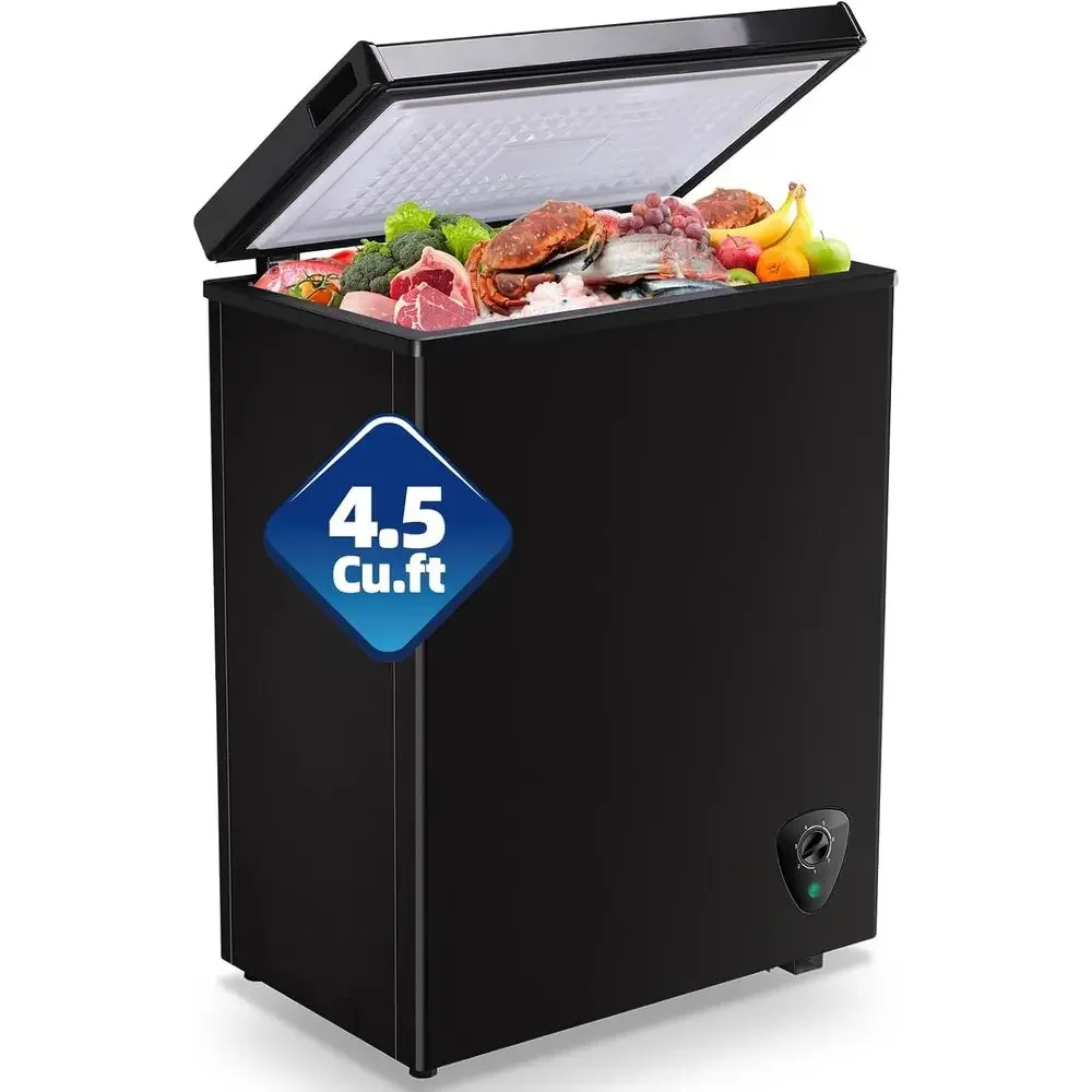 4.5 Cu.ft Chest Freezer with Wheels, Deep Storage, Top Open Door, 2 Removable Baskets, 7 Shelves, Temperature Control, Black
4.5 Cu.ft Chest Freezer with Wheels, Deep Storage, Top Open Door, 2 Removable Baskets, 7 Shelves, Temperature Control, Black