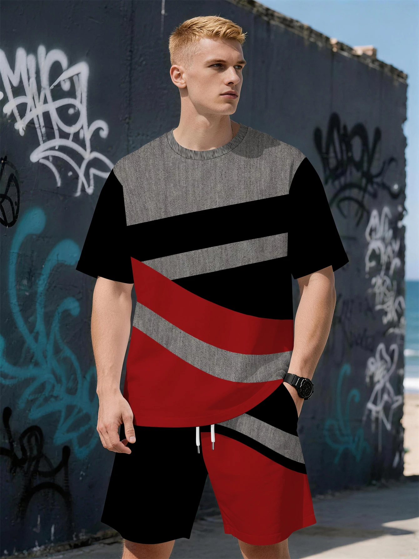 2026 Summer New Men's Short-Sleeved Set with 3D Stripes Pattern Print - Street Casual Fashion Comfortable and Soft
2026 Summer New Men's Short-Sleeved Set with 3D Stripes Pattern Print - Street Casual Fashion Comfortable and Soft