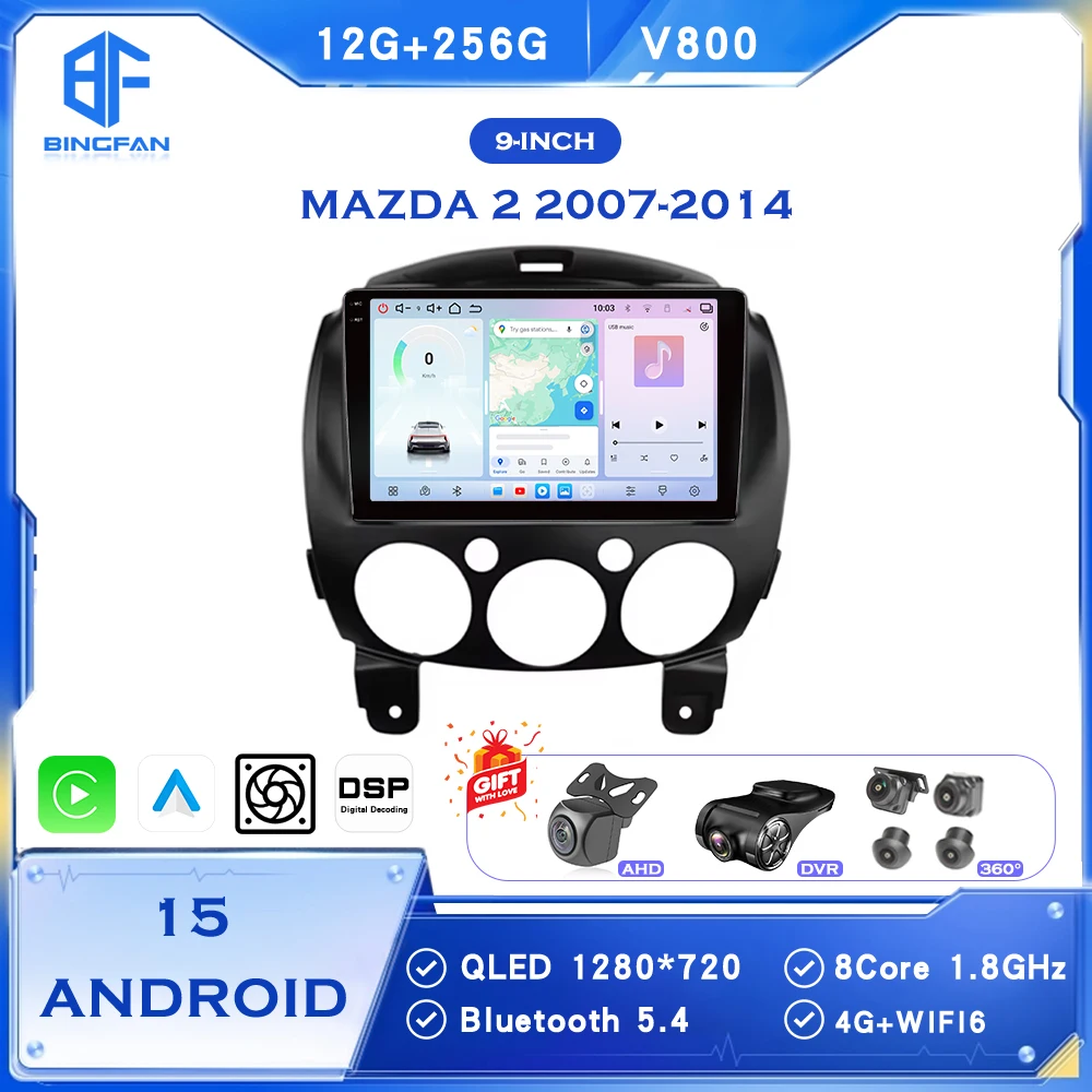 BINGFAN 9" Carplay Android Auto 2 Din Car Radio for Mazda 2 2007-2014 Multimedia Video Player 4G WIFI GPS Navigation
BINGFAN 9" Carplay Android Auto 2 Din Car Radio for Mazda 2 2007-2014 Multimedia Video Player 4G WIFI GPS Navigation