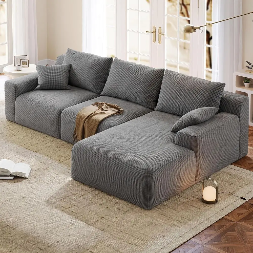 L-Shaped Grey Sectional Sofa with Deep 27 Seat and Oversized Chaise, No Assembly Needed
L-Shaped Grey Sectional Sofa with Deep 27 Seat and Oversized Chaise, No Assembly Needed