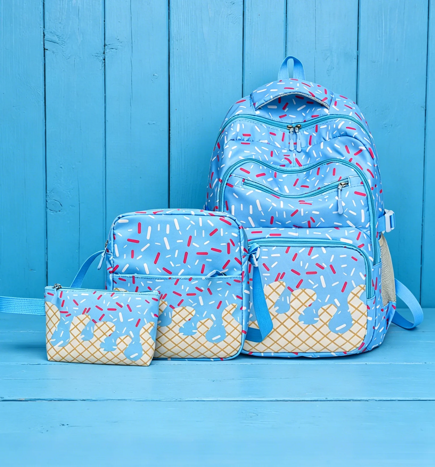 Cute Ice Cream Print School Backpack Three Pieces Set for Girls Large Capacity Student Bookbag with Shoulder Bag Pencil Case
Cute Ice Cream Print School Backpack Three Pieces Set for Girls Large Capacity Student Bookbag with Shoulder Bag Pencil Case