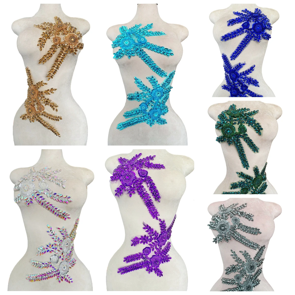 T56#Two Colors Handmade Beaded Crystal Patches Bodice Lace DIY Applique Patches Accessory for Dress Clothes 1 Pair 8X12inches
T56#Two Colors Handmade Beaded Crystal Patches Bodice Lace DIY Applique Patches Accessory for Dress Clothes 1 Pair 8X12inches