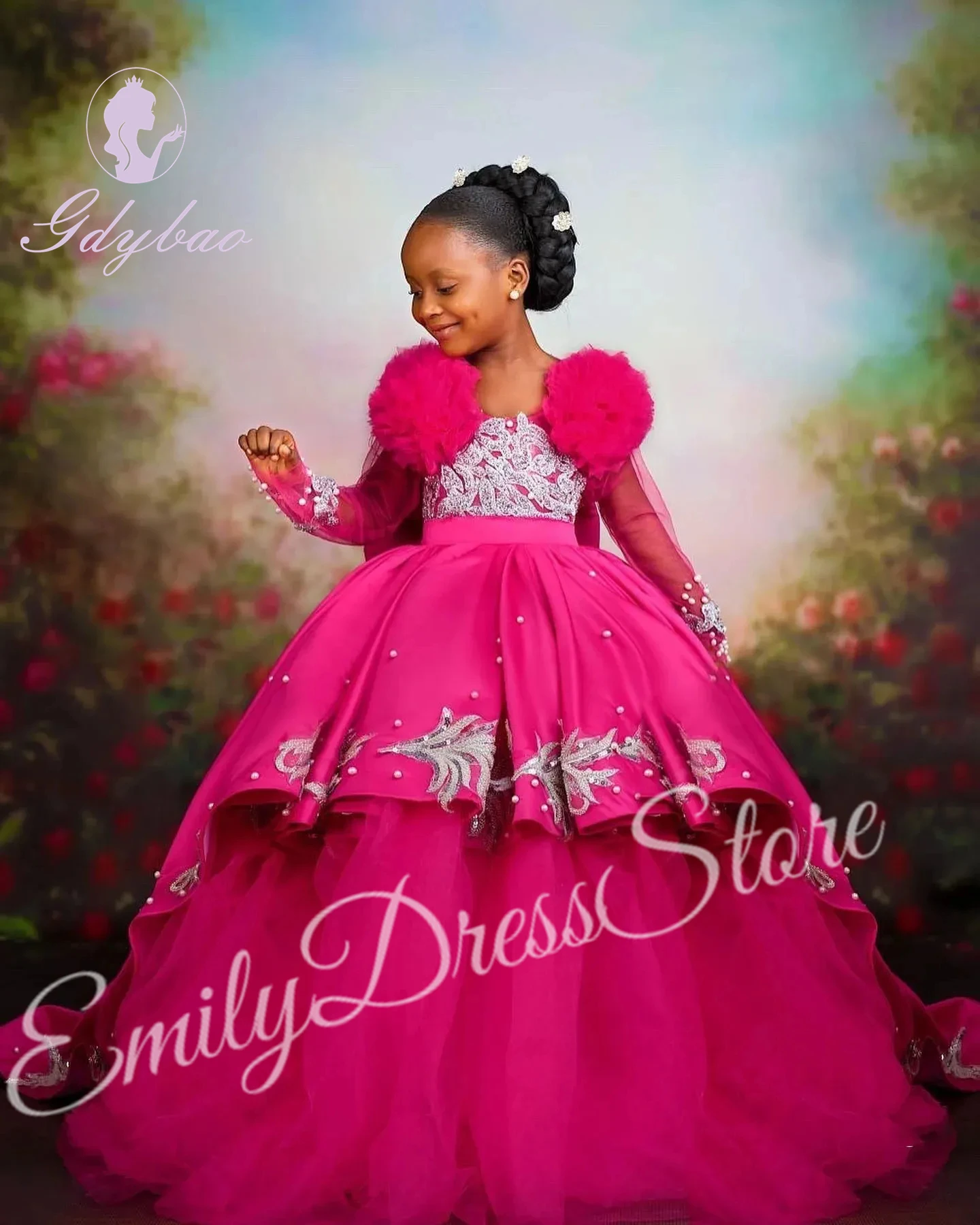 Customized Hot Pink Flower Girl Dress For Wedding Pleated Applqique Puffy Full Sleeves Kids Baby Birthday First Communion Gown
Customized Hot Pink Flower Girl Dress For Wedding Pleated Applqique Puffy Full Sleeves Kids Baby Birthday First Communion Gown
