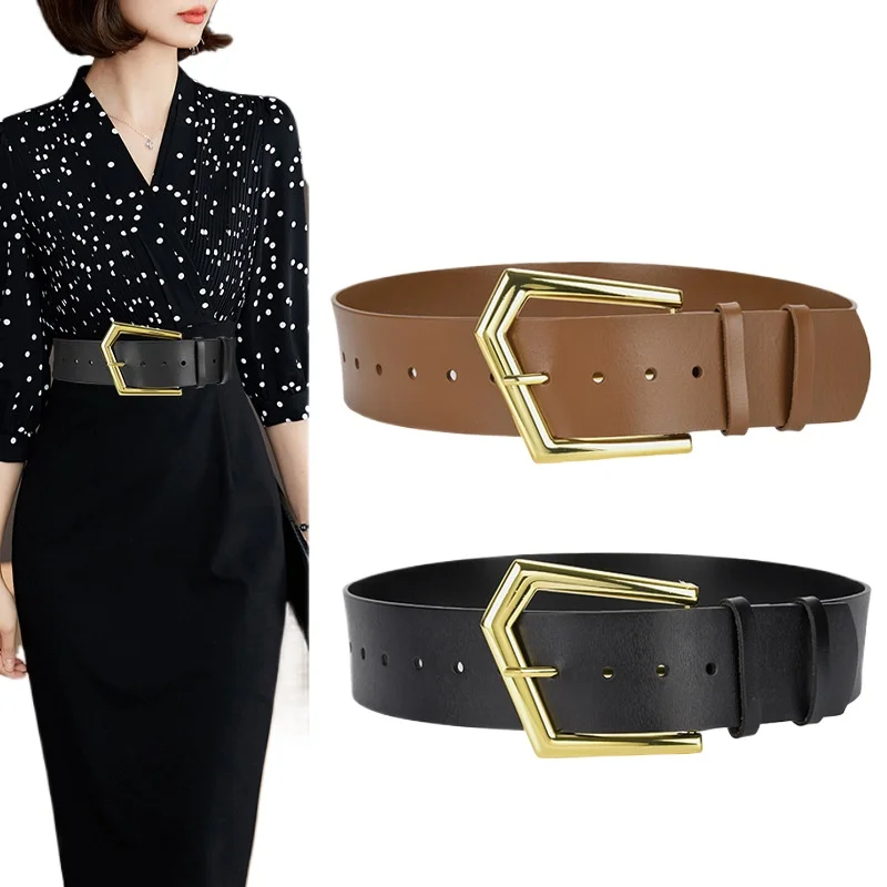 Fashionable genuine leather waist belt for women, 5.6cm, paired with a skirt, coat, ins style, simple and versatile waist belt
Fashionable genuine leather waist belt for women, 5.6cm, paired with a skirt, coat, ins style, simple and versatile waist belt