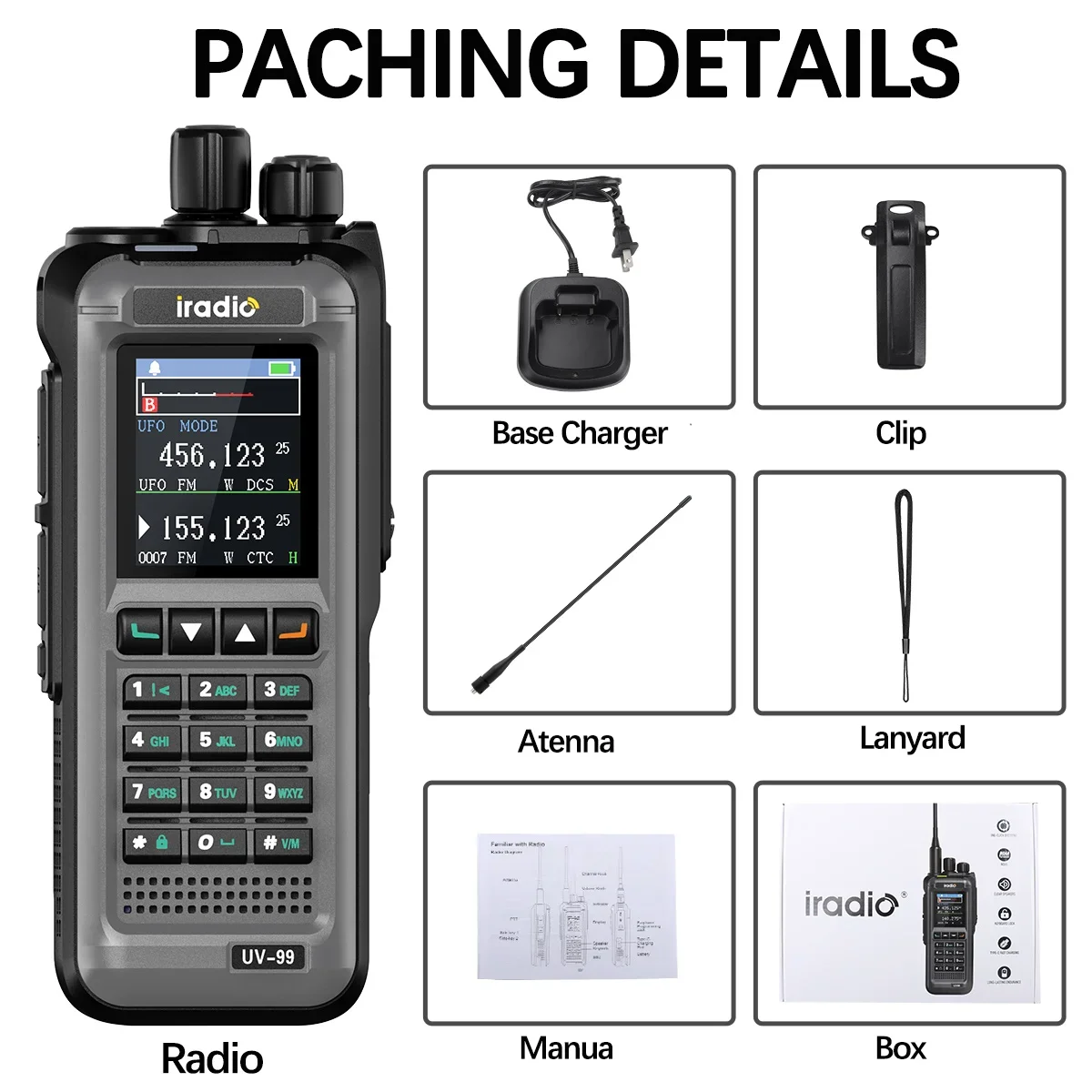 IRadio UV-99 Многодиапазонная рация высокой мощности 20 Вт AM/FM 1024 Канальная емкость NOAA Погода DTMF Беспроводная копия Type-C HAM
IRadio UV-99 Многодиапазонная рация высокой мощности 20 Вт AM/FM 1024 Канальная емкость NOAA Погода DTMF Беспроводная копия Type-C HAM