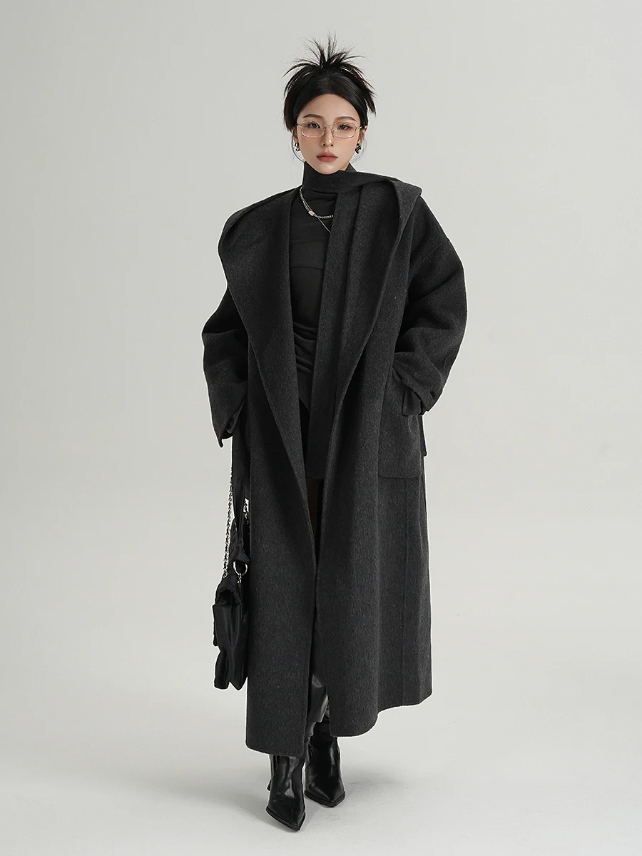 SRYS AME Шерстяное пальто премиум-класса с капюшоном Высококачественная женская модная зимняя верхняя одежда Thi Long Sve Pure Color
SRYS AME Шерстяное пальто премиум-класса с капюшоном Высококачественная женская модная зимняя верхняя одежда Thi Long Sve Pure Color