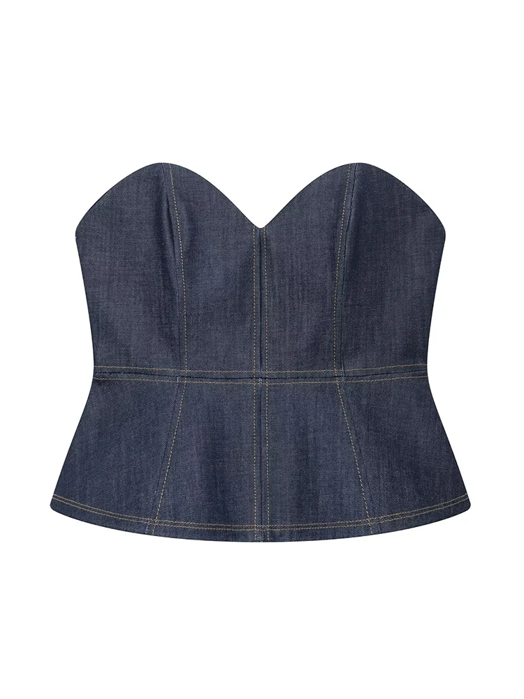 SIYANG Women Fashion Denim Dark Grey Backless Zipper Corset Tops Vintage Strapless V-Neck Female Chic Lady Tops
SIYANG Women Fashion Denim Dark Grey Backless Zipper Corset Tops Vintage Strapless V-Neck Female Chic Lady Tops