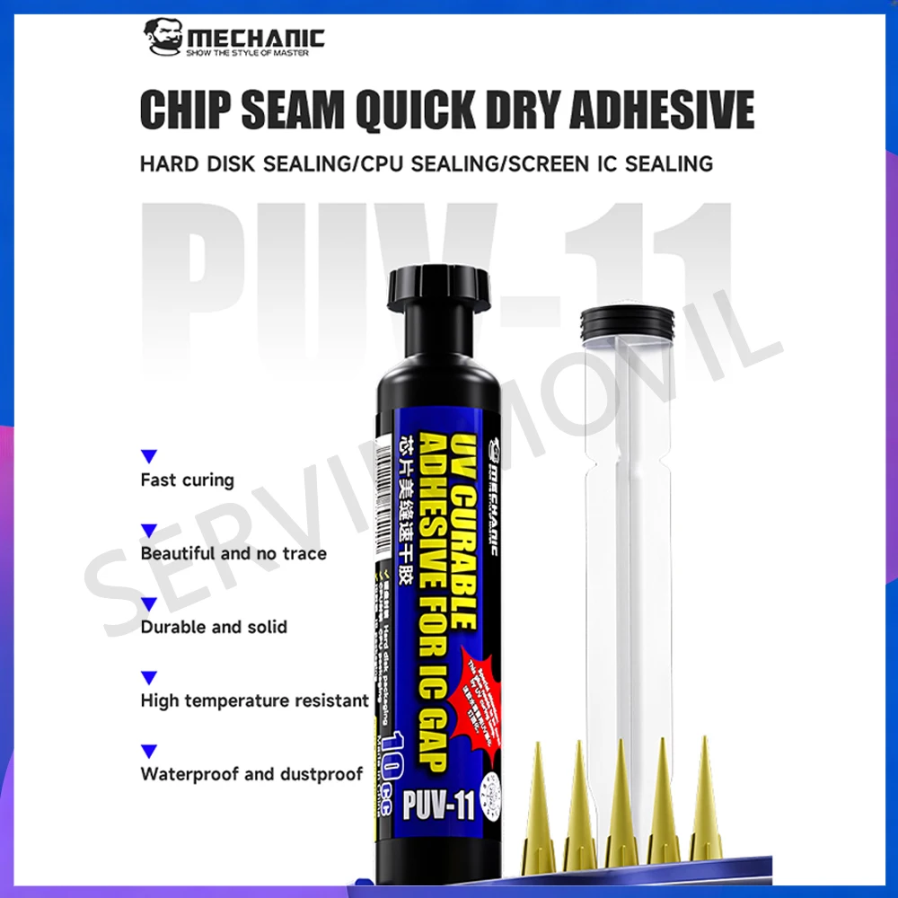 MECHANICPUV-11 Chip Seam Quick Dry Adhesive apply to Hard disk CPU and Screen IC Sealing High Fine Black Fixed seal Adhesive
MECHANICPUV-11 Chip Seam Quick Dry Adhesive apply to Hard disk CPU and Screen IC Sealing High Fine Black Fixed seal Adhesive