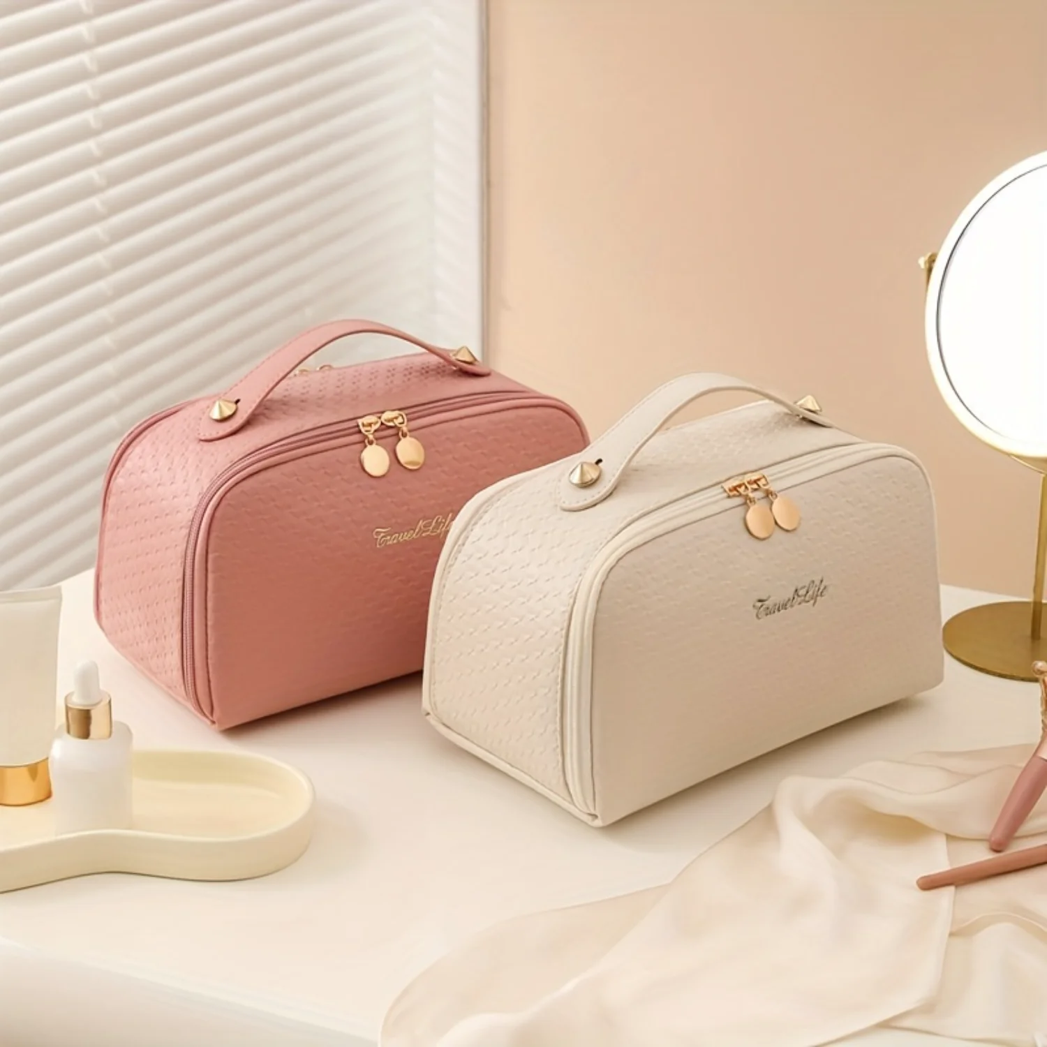 Solid Color Zipper Makeup Organizer, Versatile Travel Makeup Bag, Portable Toiletry Wash Bag
Solid Color Zipper Makeup Organizer, Versatile Travel Makeup Bag, Portable Toiletry Wash Bag