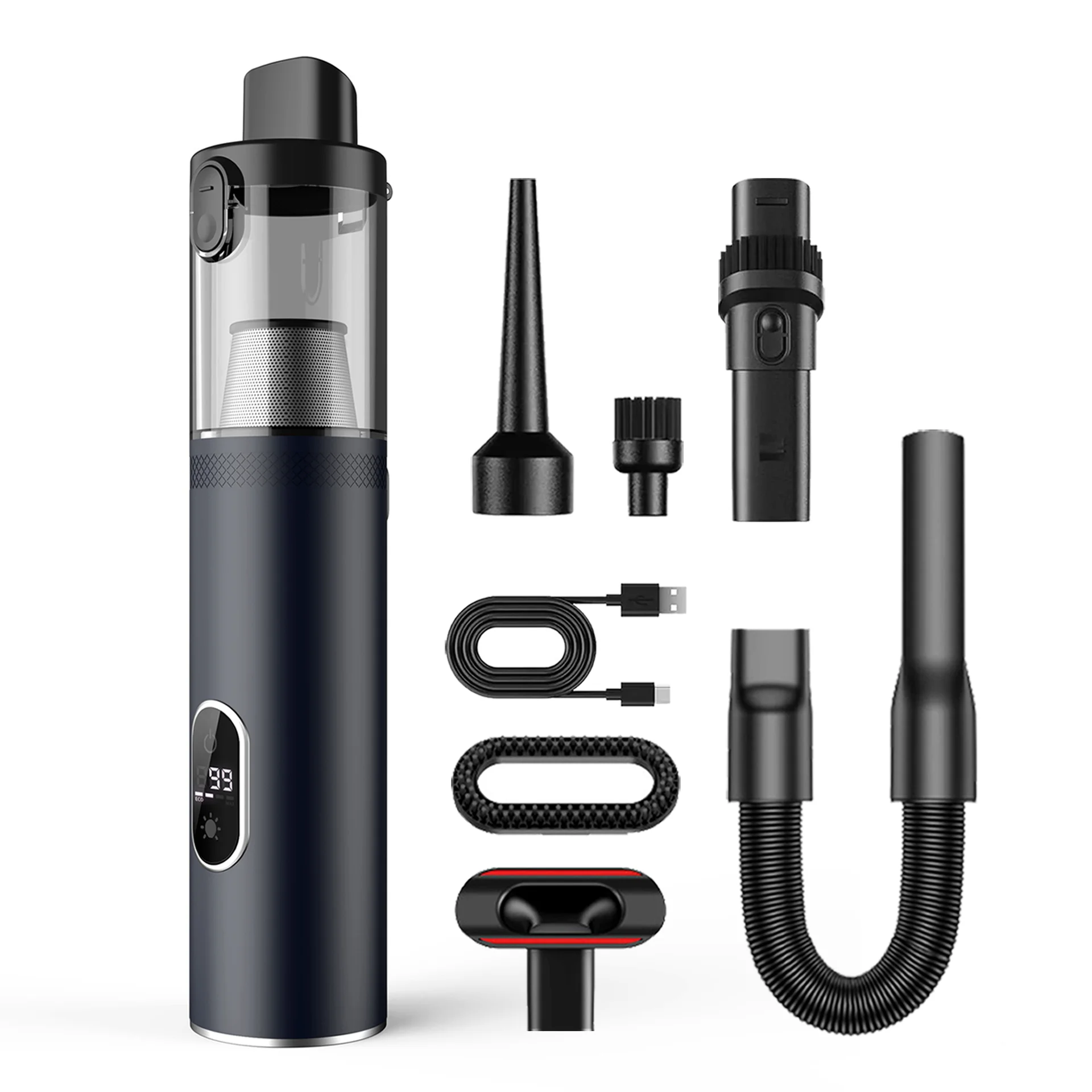 14000Pa Brushless Blow Suction 2in1 Car Vacuum Cleaner Portable Handheld Cordless LCD Car Vacuum Cleaner with Hose and Pet Brush
14000Pa Brushless Blow Suction 2in1 Car Vacuum Cleaner Portable Handheld Cordless LCD Car Vacuum Cleaner with Hose and Pet Brush