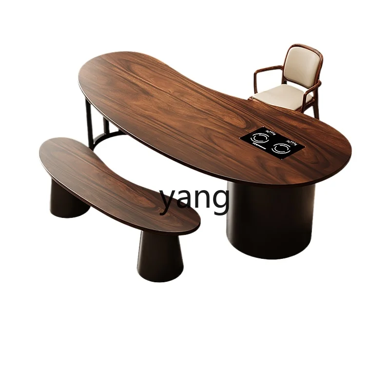 LH black walnut tea table and chair combination office tea table minimalist tea table
LH black walnut tea table and chair combination office tea table minimalist tea table