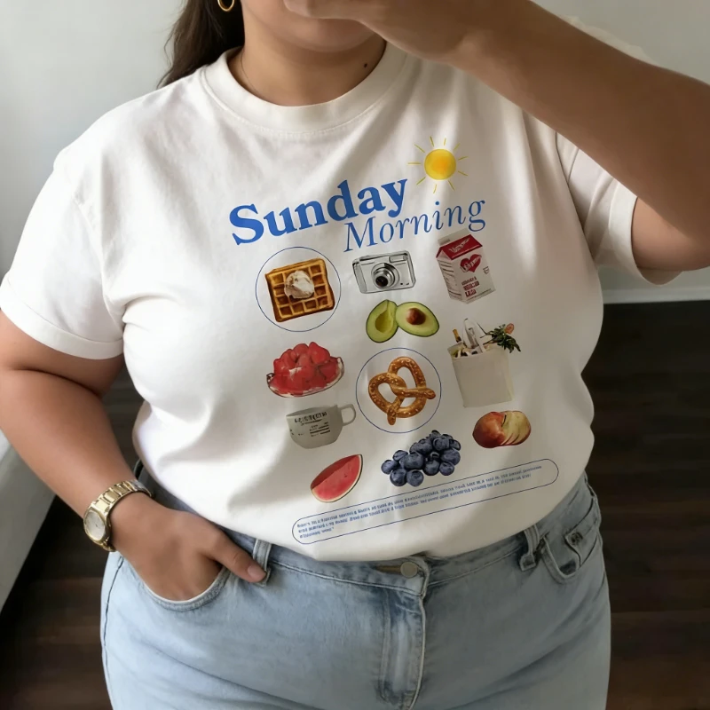 Женская футболка больших размеров с графическим принтом Sweet Sunday Morning, милая модная одежда в стиле 90-х с круглым вырезом, повседневная забавная футболка с короткими рукавами
Женская футболка больших размеров с графическим принтом Sweet Sunday Morning, милая модная одежда в стиле 90-х с круглым вырезом, повседневная забавная футболка с короткими рукавами