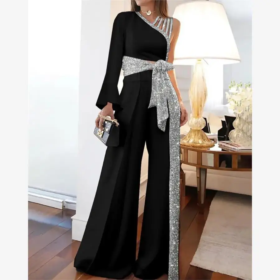 Уличный комбинезон с высокой талией и вырезом на одно плечо, металлический дизайн с запахом на талии, длинные брюки, женская модная летняя одежда
Уличный комбинезон с высокой талией и вырезом на одно плечо, металлический дизайн с запахом на талии, длинные брюки, женская модная летняя одежда