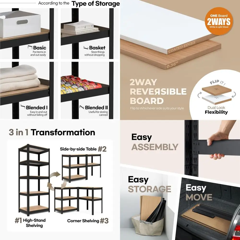 Adjustable 5-Tier Metal Shelving Unit, Heavy-Duty Storage Rack, 24.4 Wide, Black for Kitchen, Garage, Pantry, and Closet Organiz
Adjustable 5-Tier Metal Shelving Unit, Heavy-Duty Storage Rack, 24.4 Wide, Black for Kitchen, Garage, Pantry, and Closet Organiz