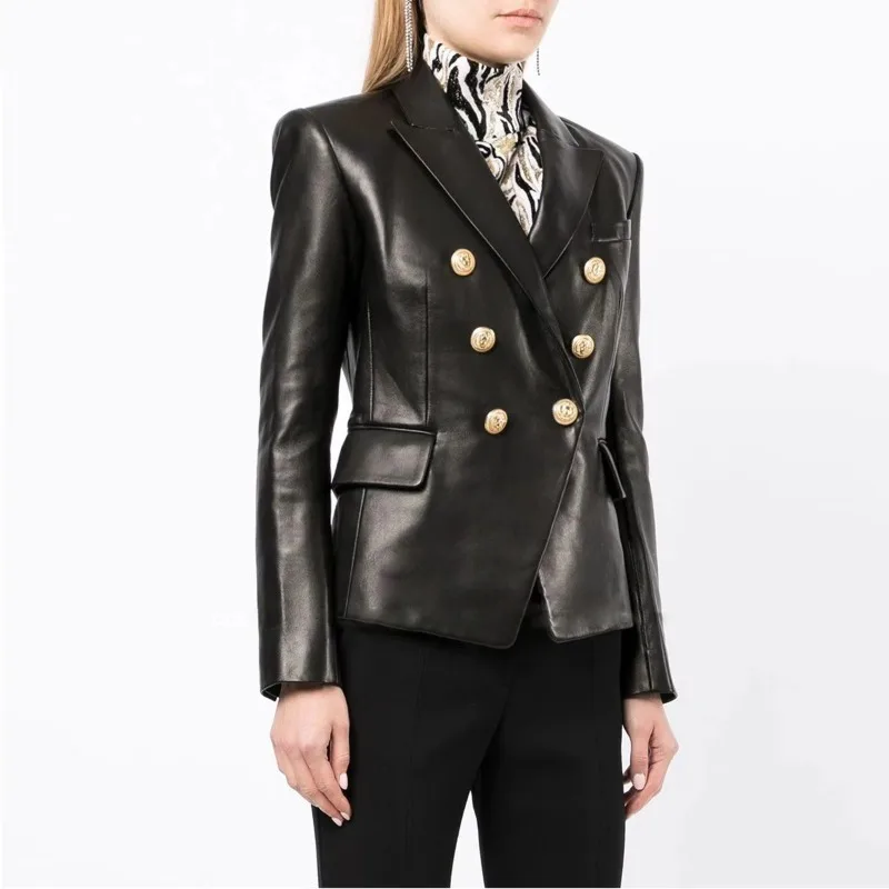 Women Black Long-sleeved Commuter Suit Collar Imitation Leather Coat
Women Black Long-sleeved Commuter Suit Collar Imitation Leather Coat